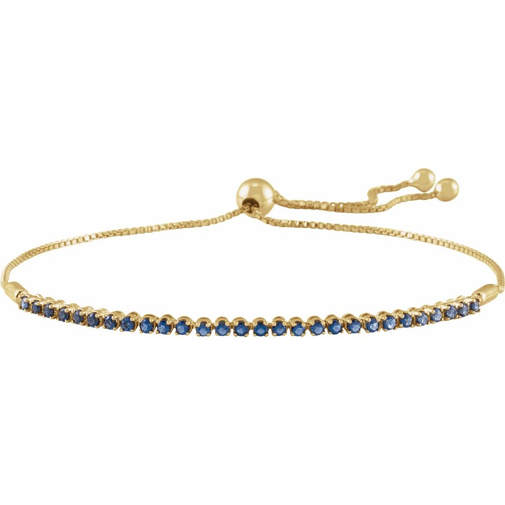 Natural Blue Sapphire Adjustable Bolo Anklet / Bracelet in 14 Karat Yellow Gold