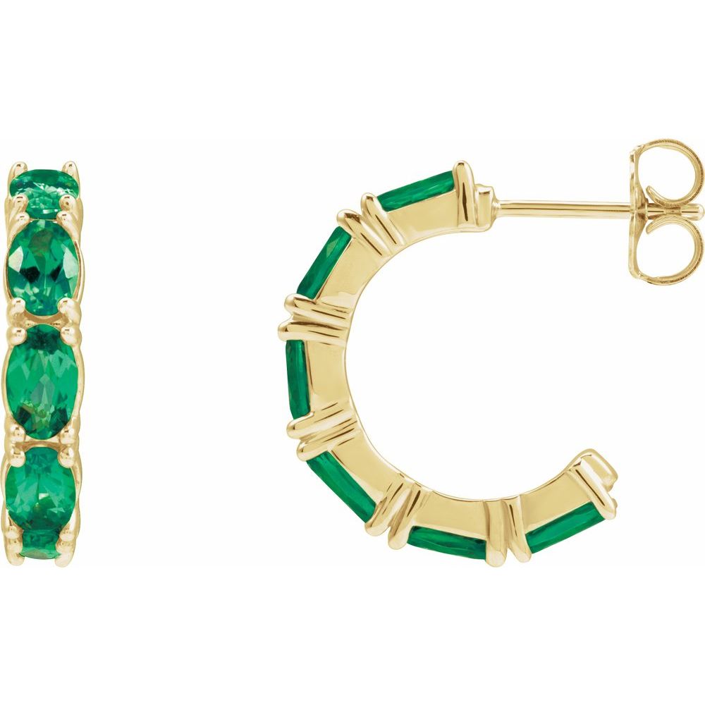 Emerald Hoop Earrings
