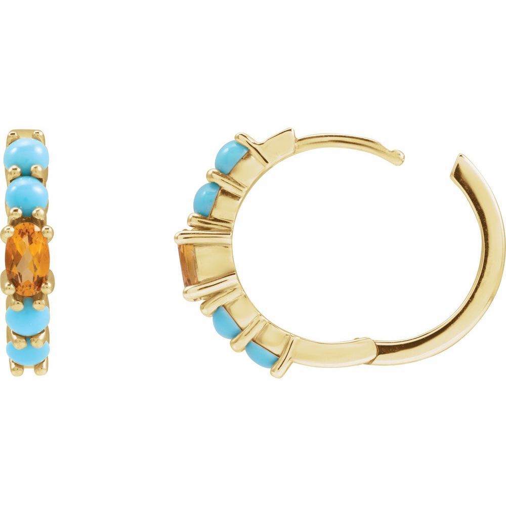Natural Citrine Huggie 19.6 mm Hoop Earrings