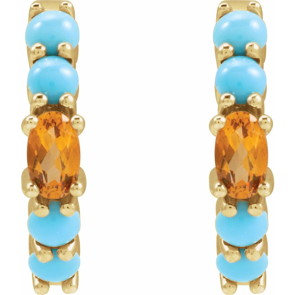 Natural Citrine Huggie 19.6 mm Hoop Earrings