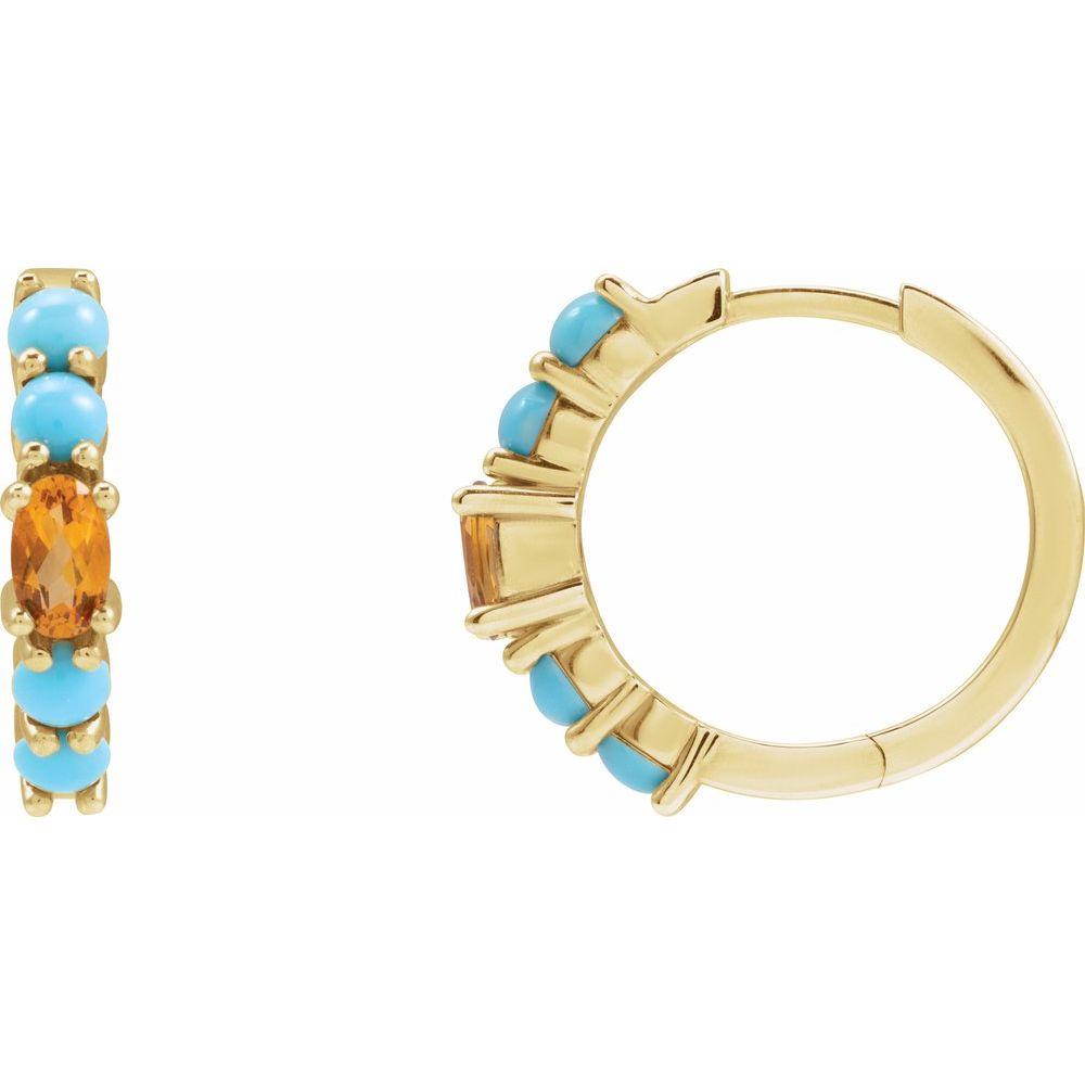 Natural Citrine Huggie 19.6 mm Hoop Earrings
