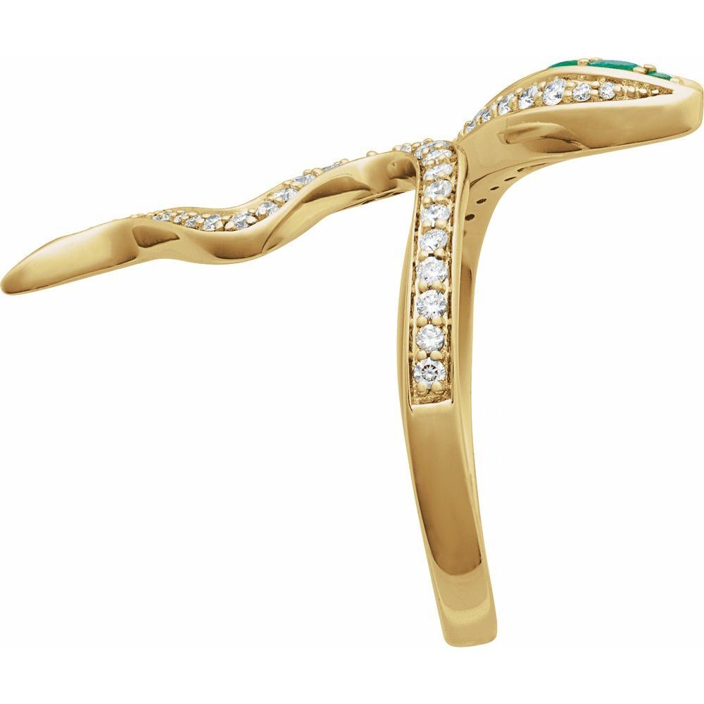 Natural Emerald & 1/3 CTW Natural Diamond Snake Ring
