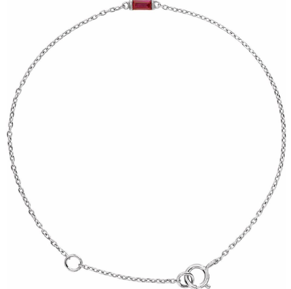 Natural Ruby Baguette bracelet in 14 Karat Gold
