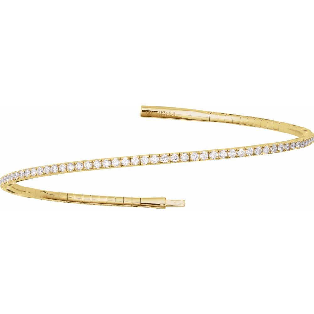 2 Carat Natural Diamond Flexible Bangle Bracelet