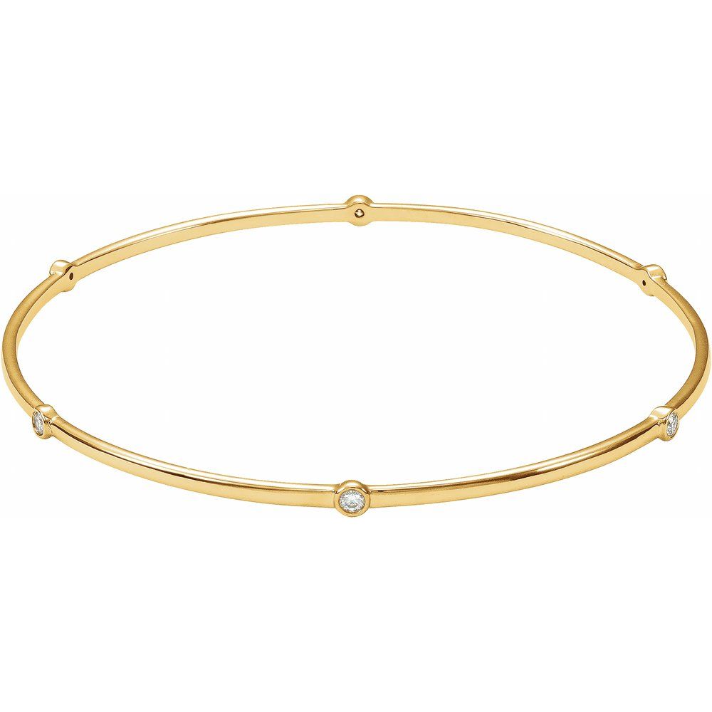 0.25 Natural Diamond Bezel-Set Bangle in 14K Gold