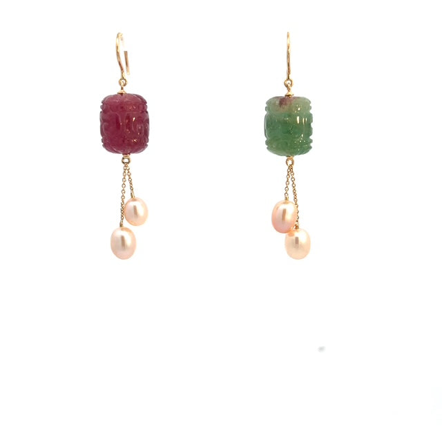 Elegant Tourmaline and Pearl Earrings