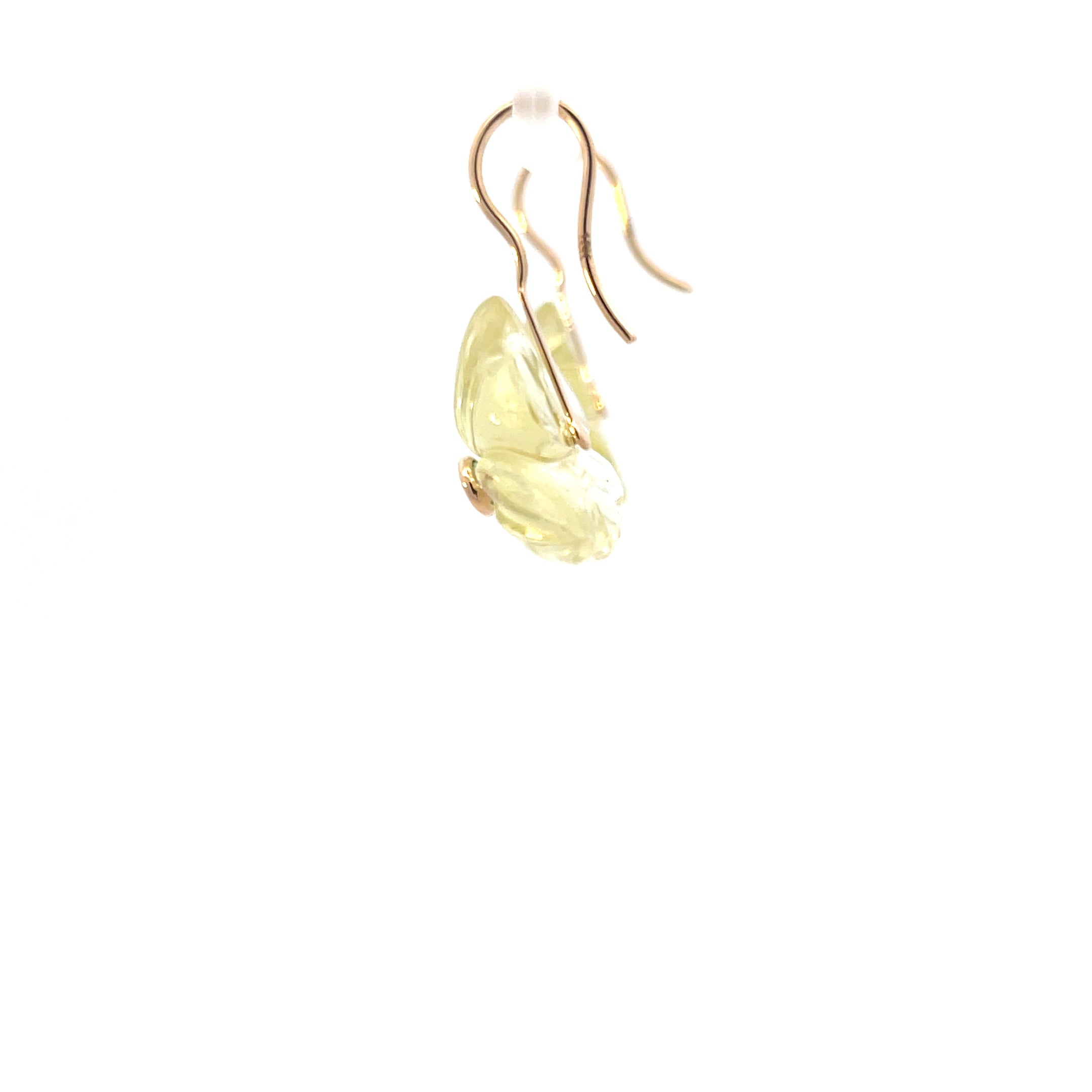 Carved Quartz and Emerald Earrings