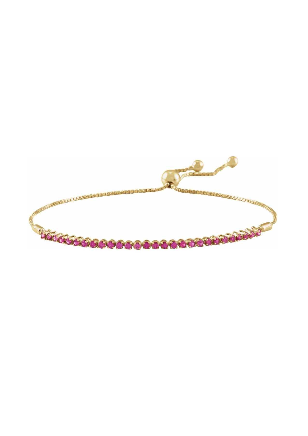 Natural Ruby Adjustable Bolo Anklet / Bracelet in 14 Karat Yellow Gold