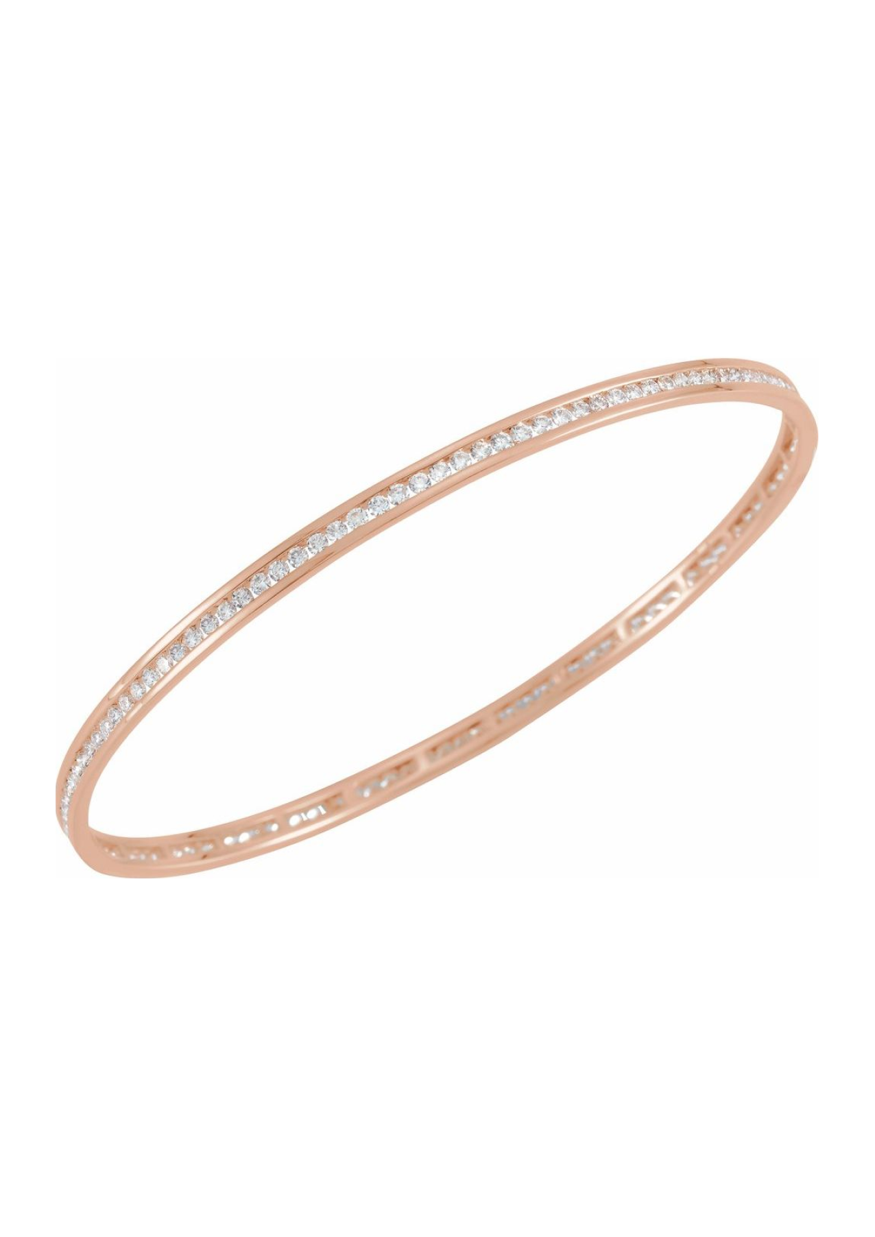 2.25 Carat Natural Diamond Stackable Bangle in 14k Rose Gold