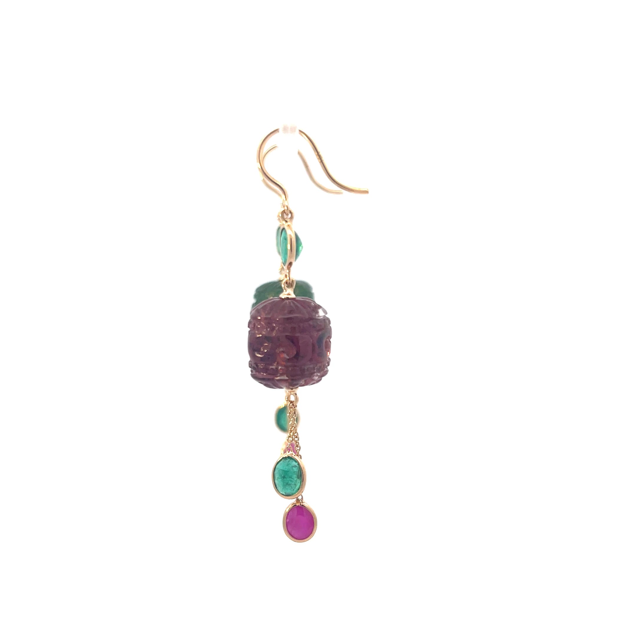 Tourmaline Ruby and Emerald Drop Earrings