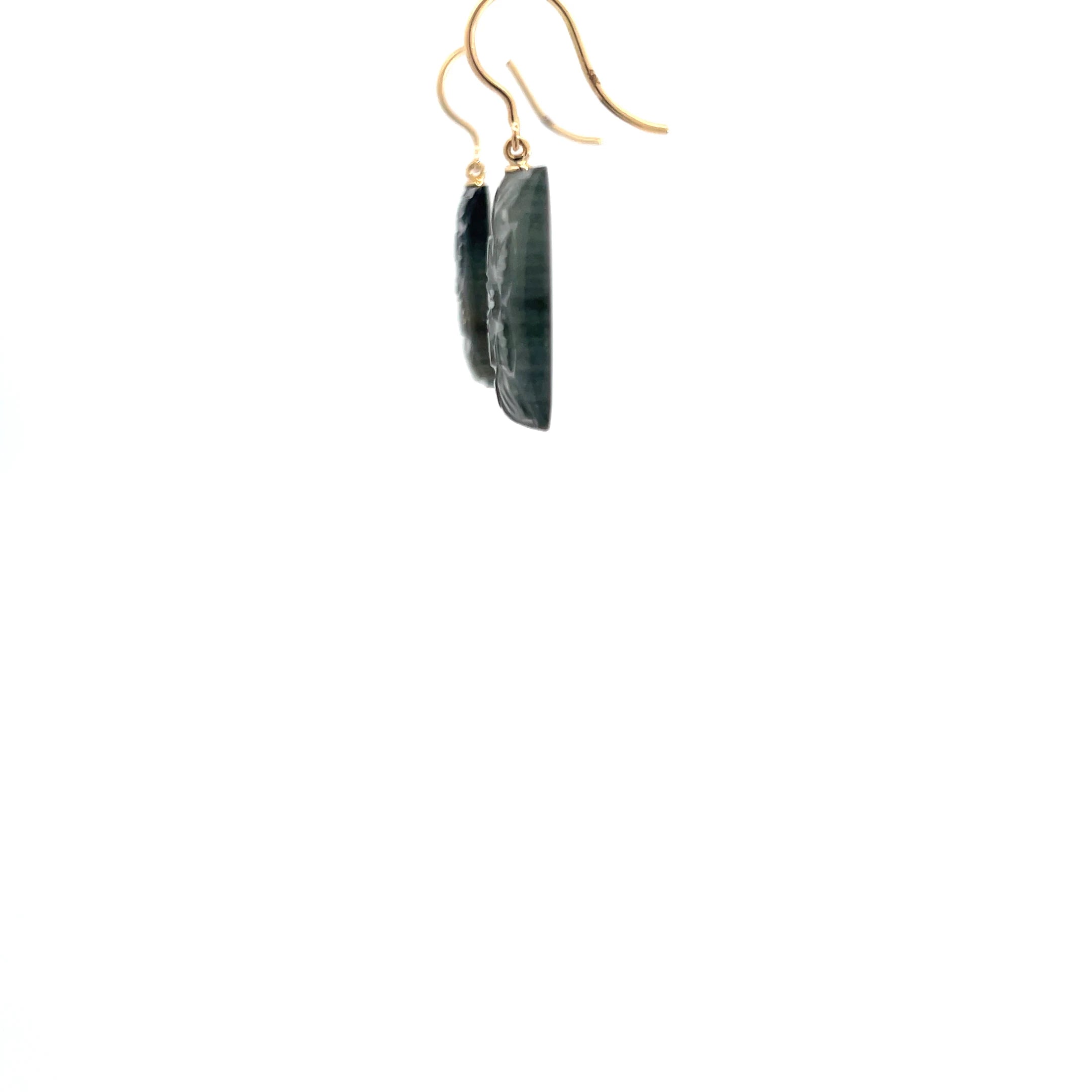 Carved Labradorite earrings in 18 Karat Yellow Gold
