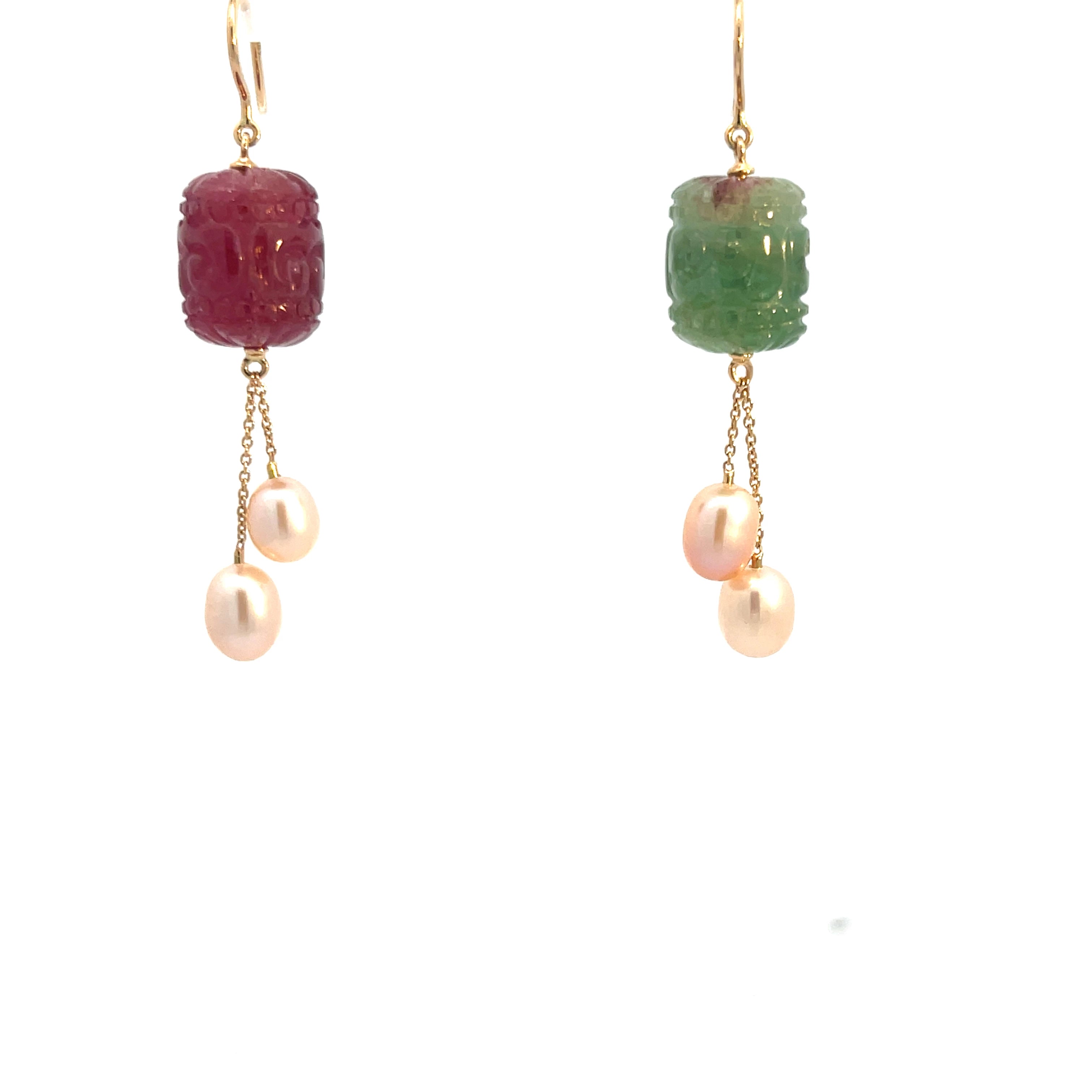 Elegant Tourmaline and Pearl Earrings
