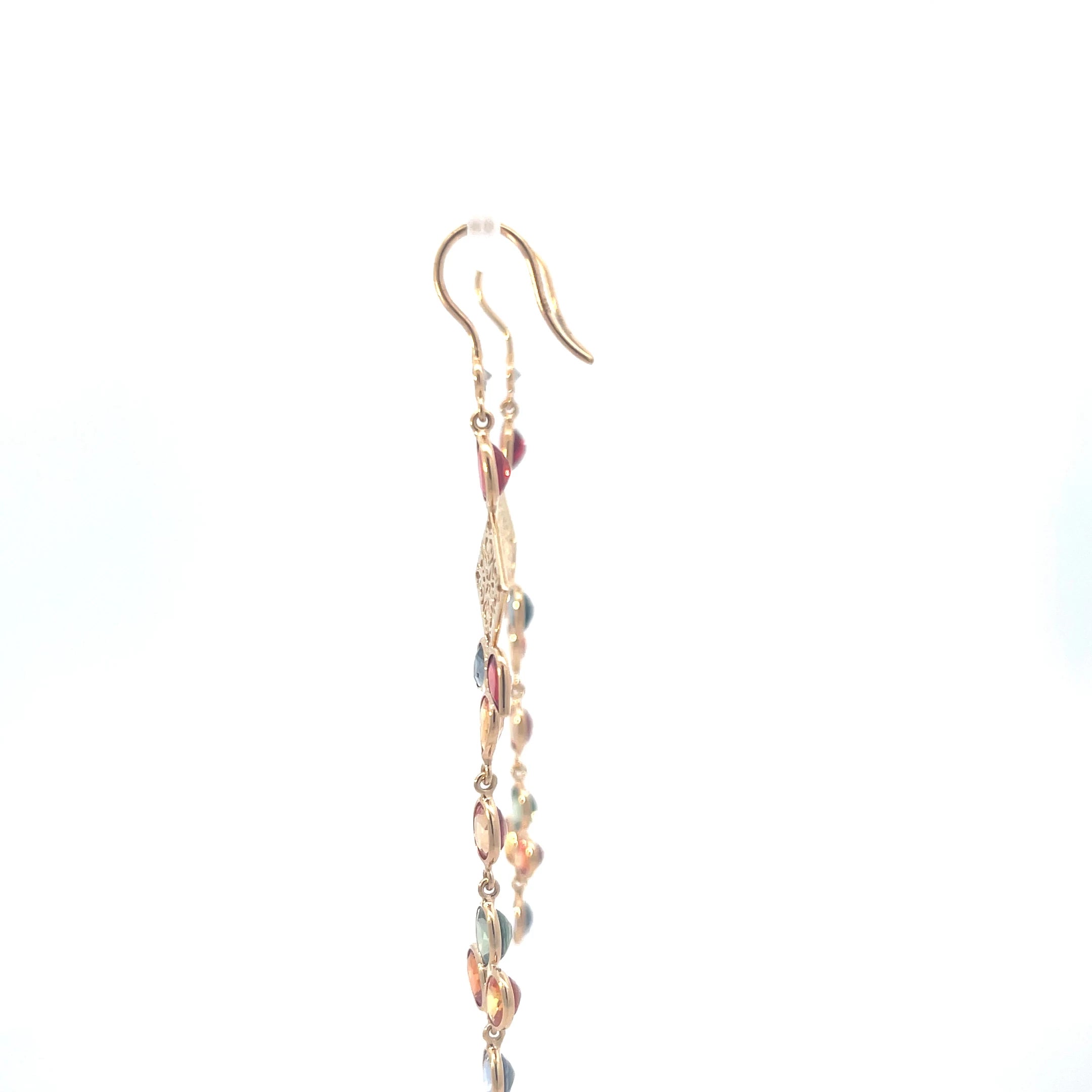Multi colored Sapphire Diamond and Ruby Earrings