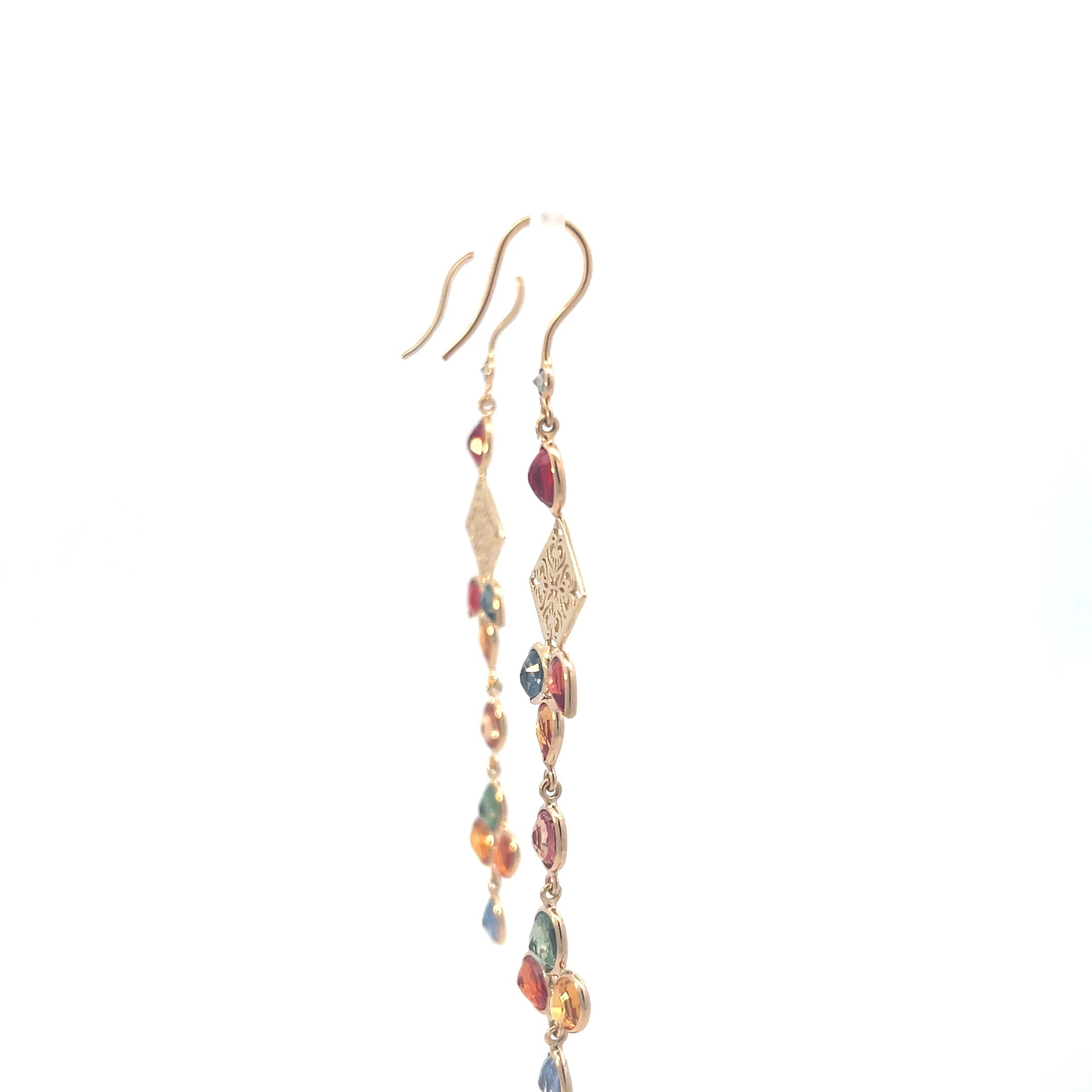 Multi colored Sapphire Diamond and Ruby Earrings