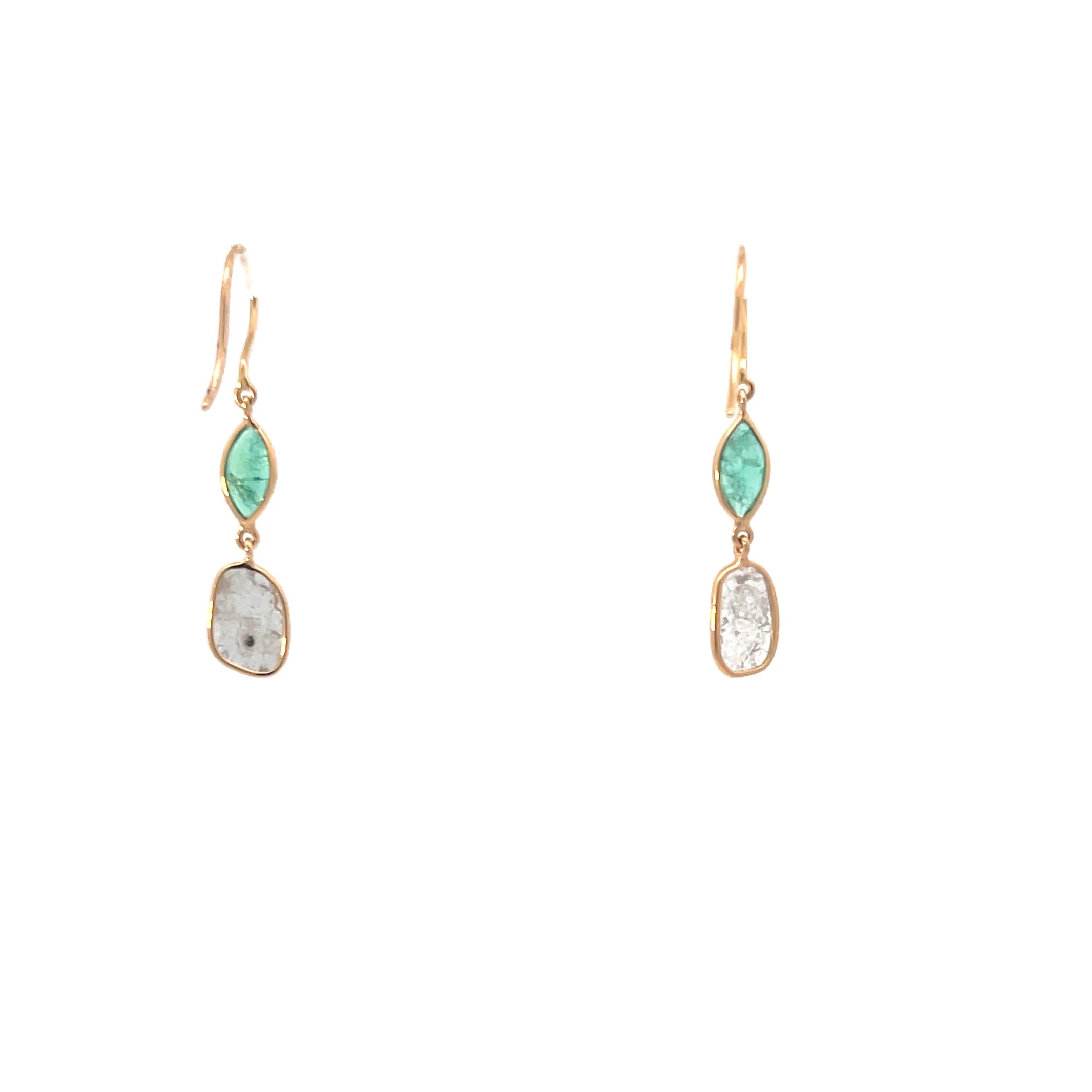 Emerald and Polki Diamond Earrings