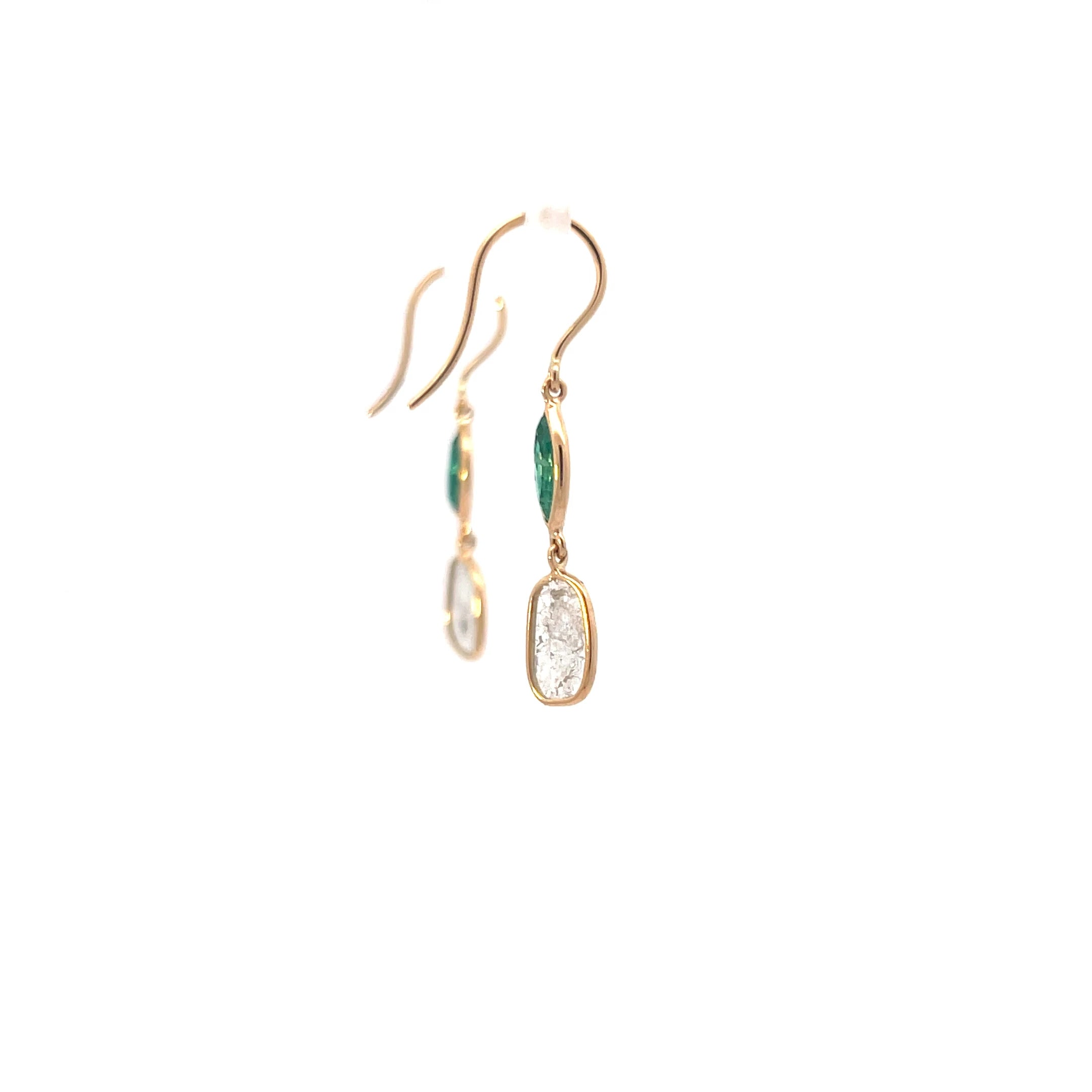 Emerald and Polki Diamond Earrings