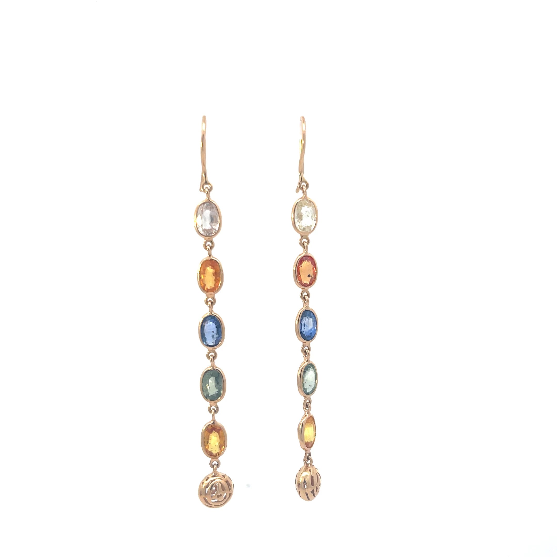 Muti-colored Sapphire drop earring