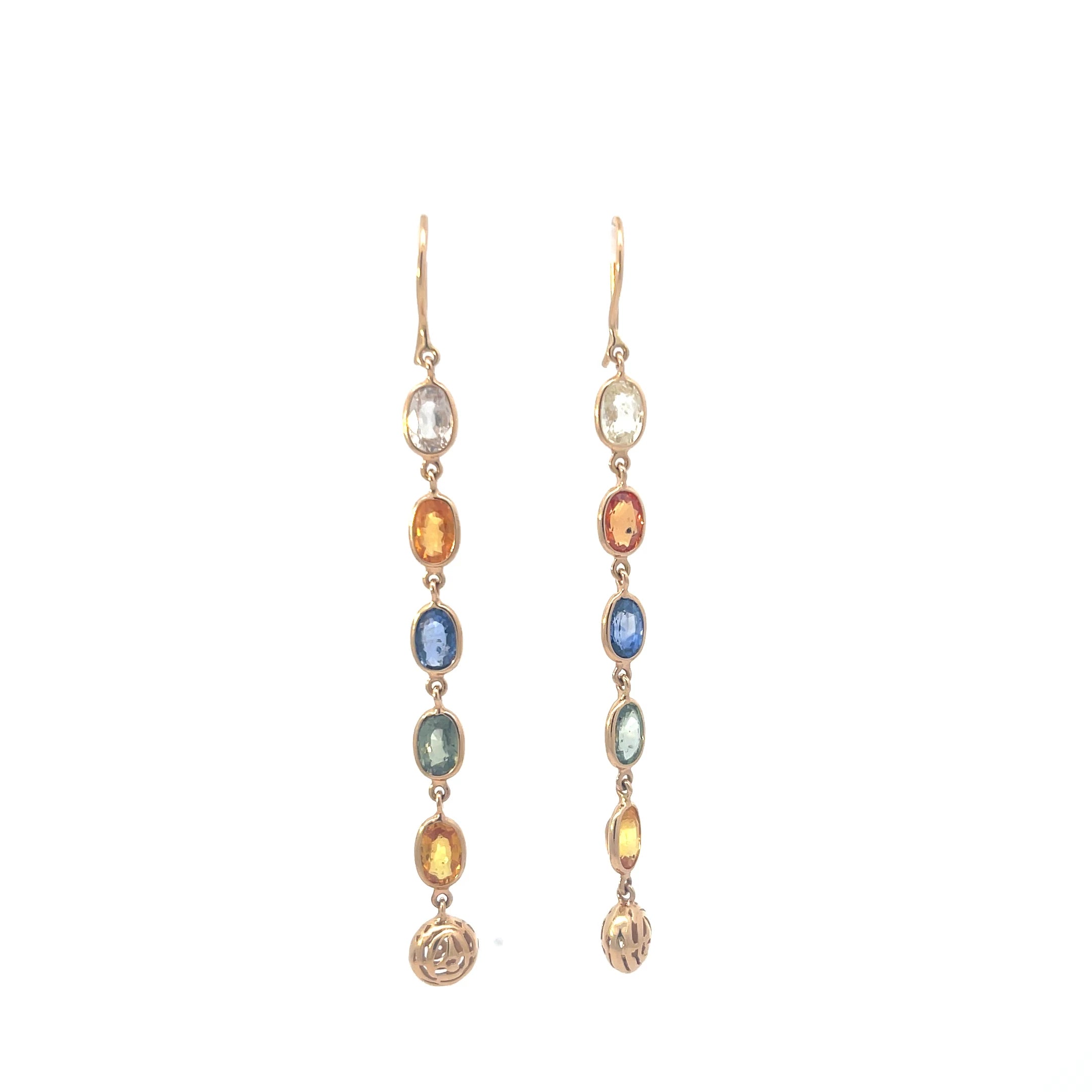 Muti-colored Sapphire drop earring