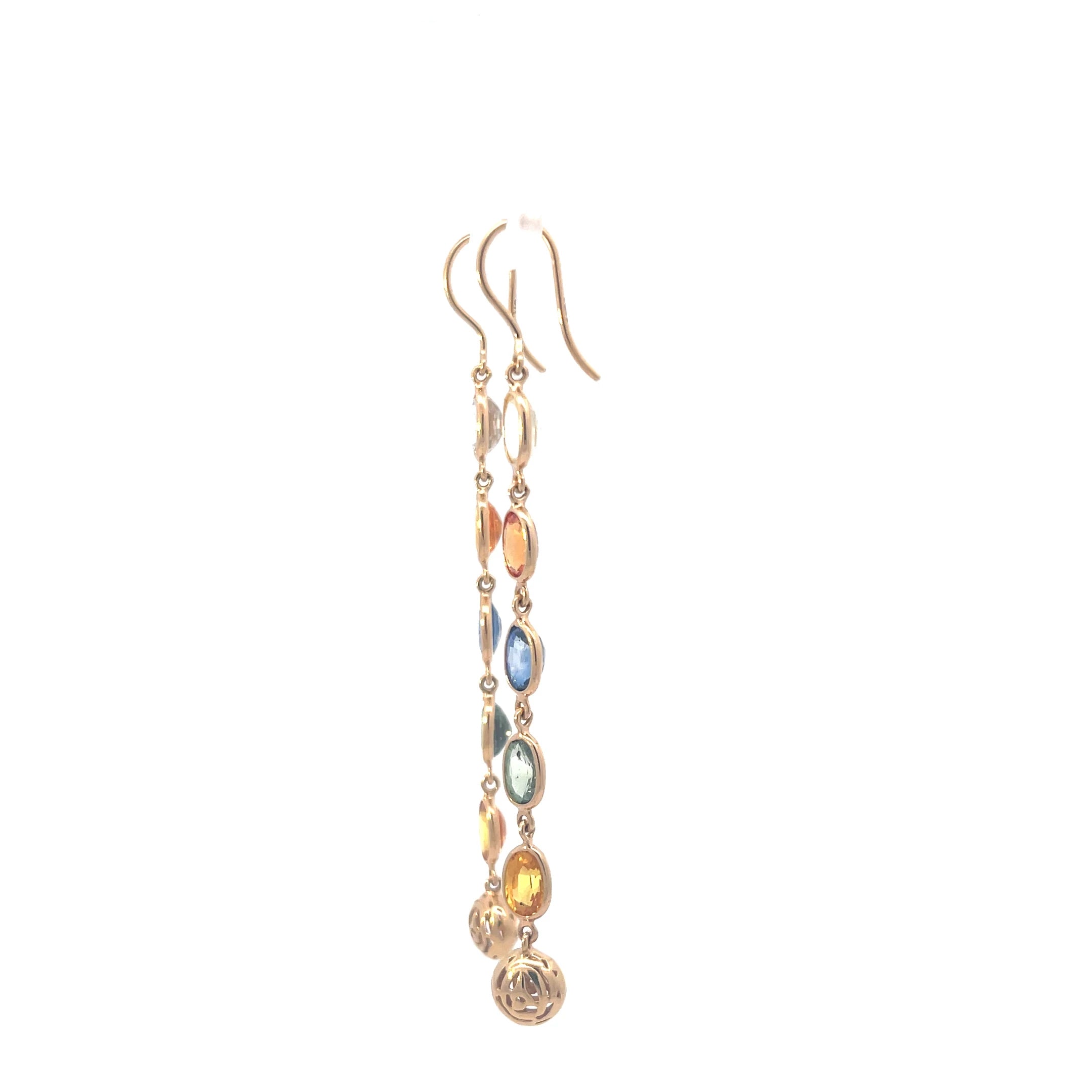 Muti-colored Sapphire drop earring