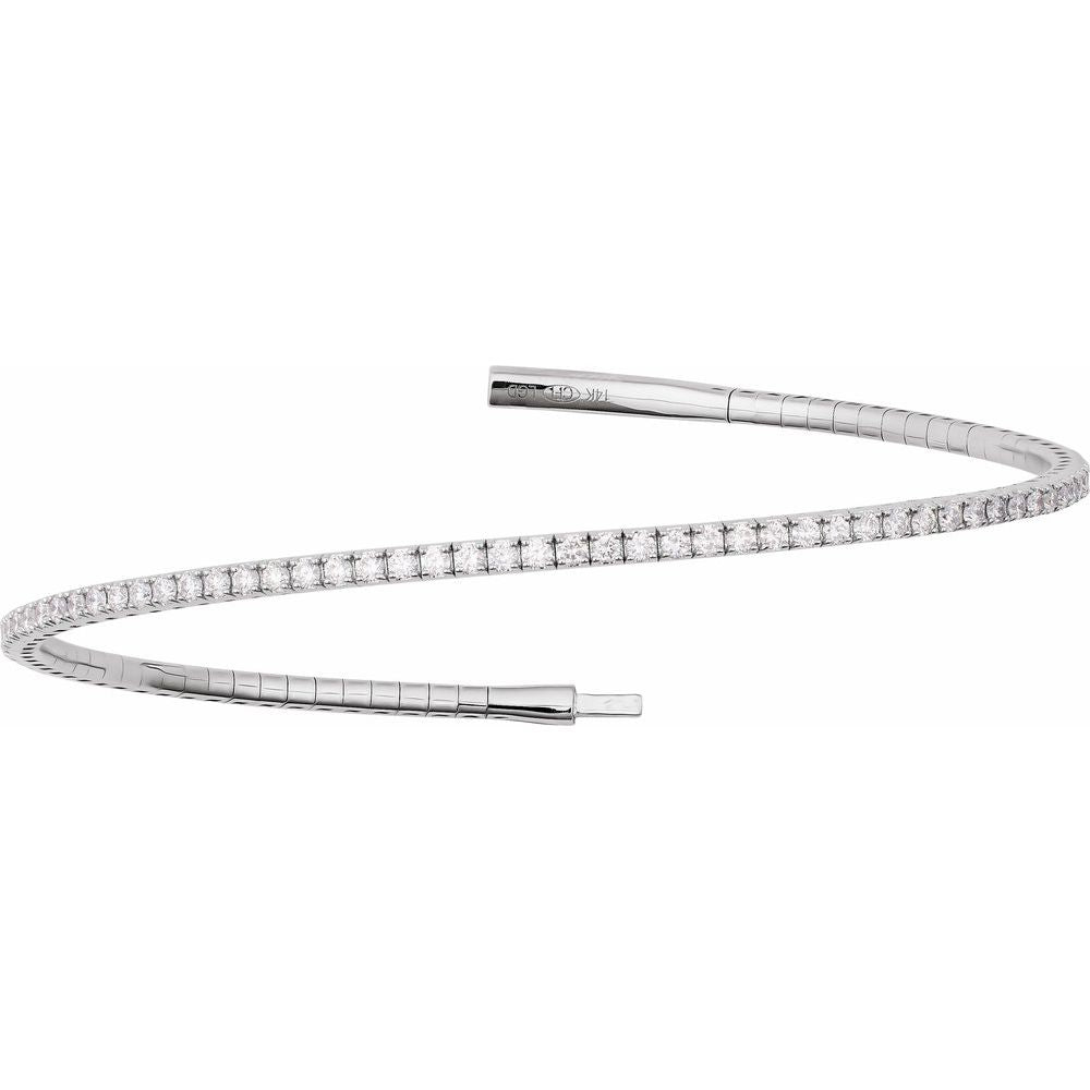 2 Carat Natural Diamond Flexible Bangle Bracelet