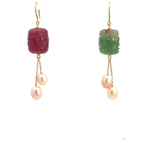 Elegant Tourmaline and Pearl Earrings